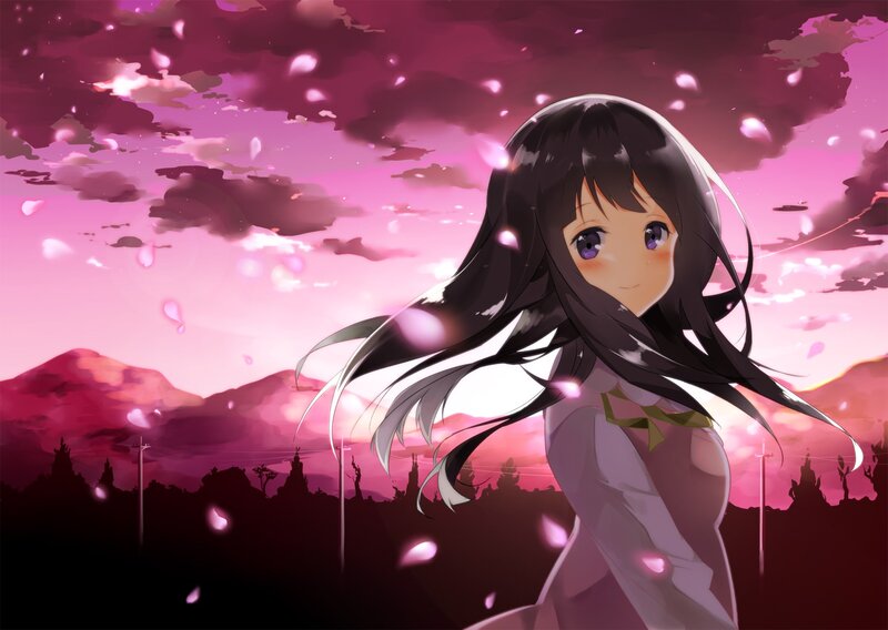 anime girl with cherry blossoms