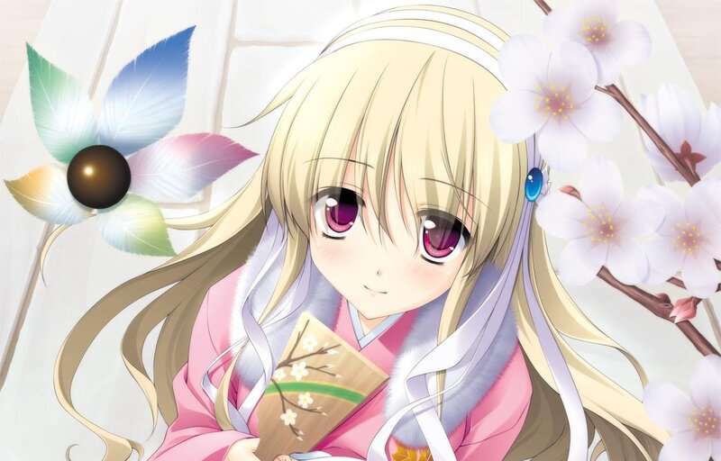 anime girl with cherry blossoms