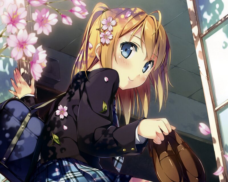 Anime girl with cherry blossoms