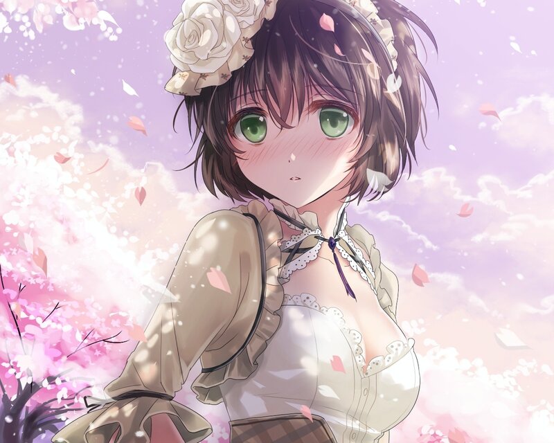 Anime girl with cherry blossoms