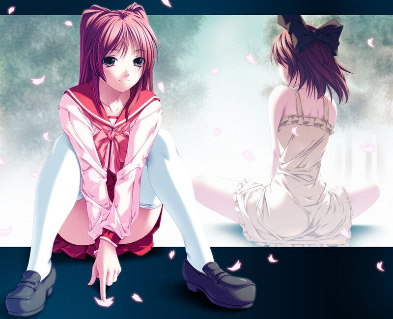 anime girl with cherry blossoms