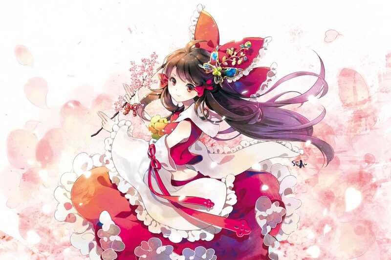 anime girl with cherry blossoms