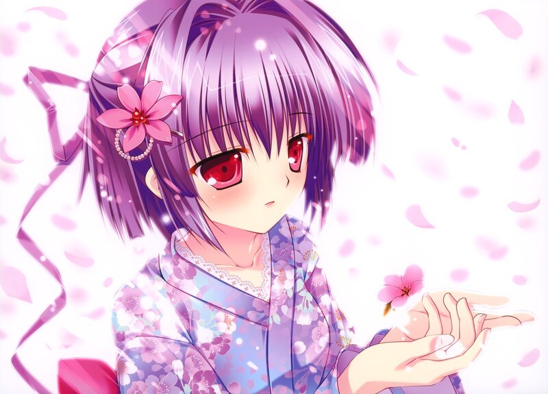 anime girl with cherry blossoms