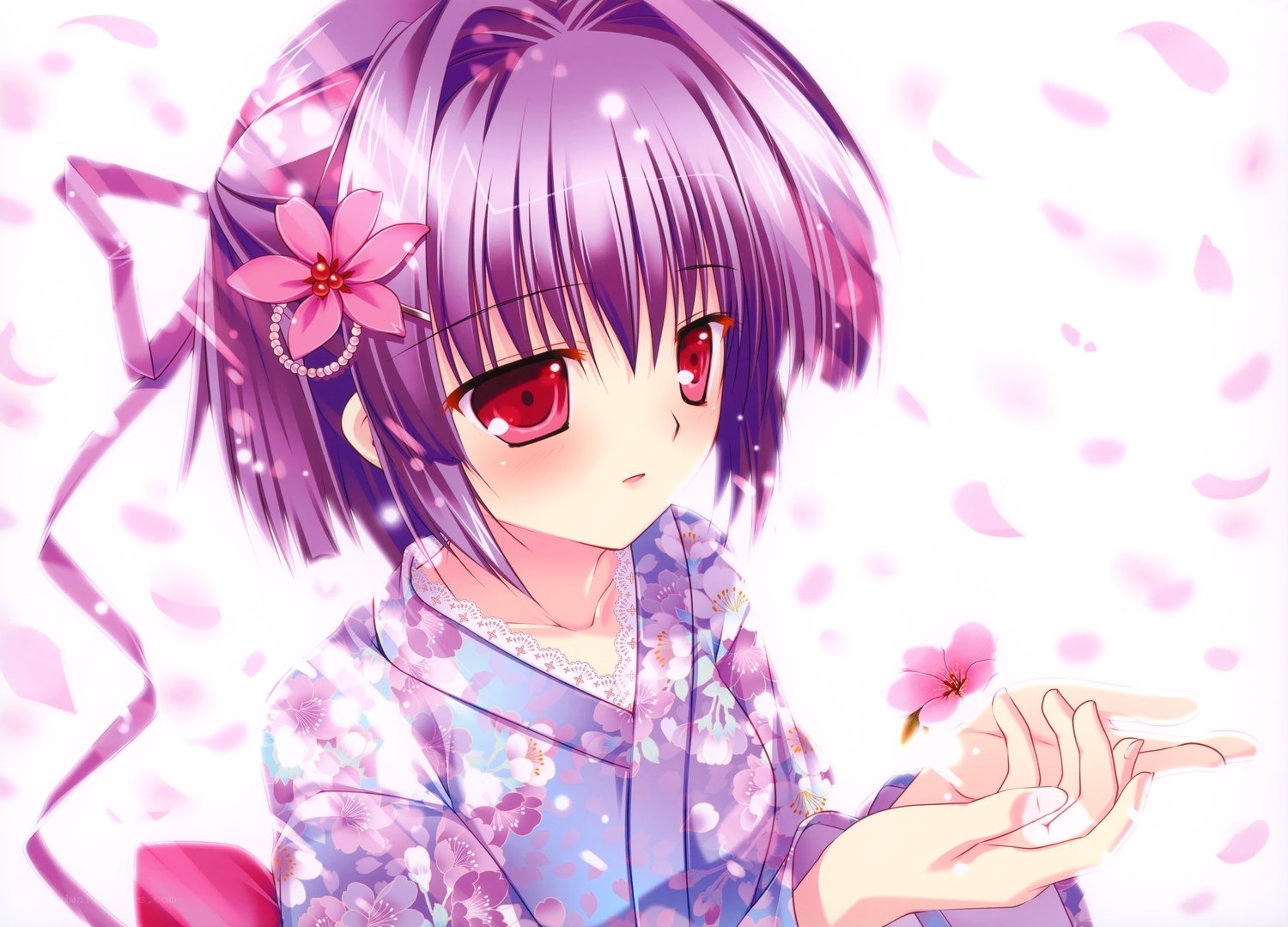 anime girl with cherry blossoms
