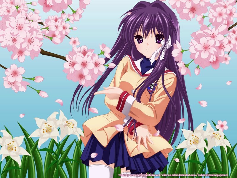 Anime girl with cherry blossoms
