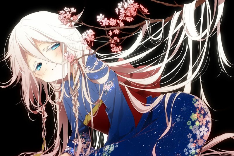 anime girl with cherry blossoms