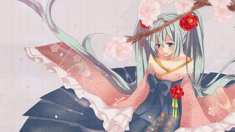 anime girl with cherry blossoms