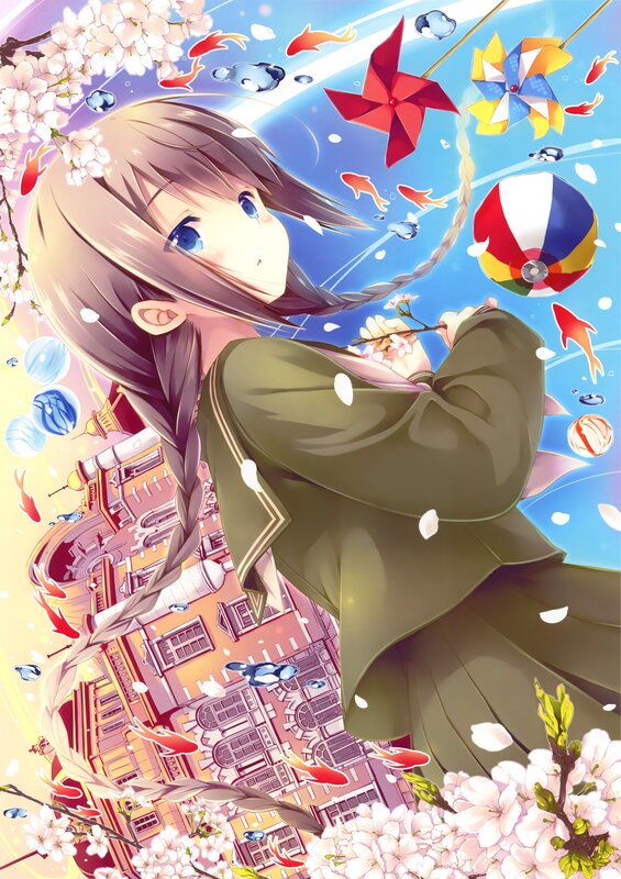 Anime girl with cherry blossoms