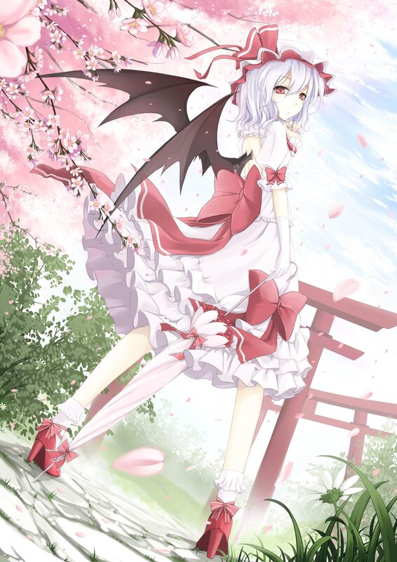 anime girl with cherry blossoms