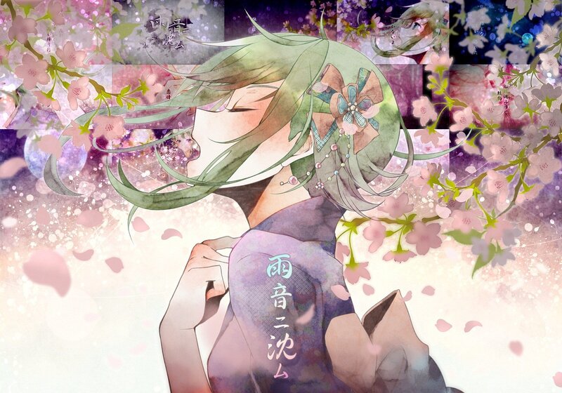 Anime girl with cherry blossoms
