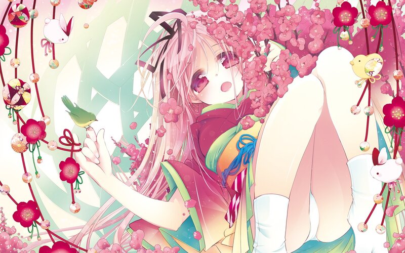 Anime girl with cherry blossoms