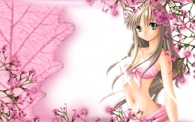 anime girl with cherry blossoms