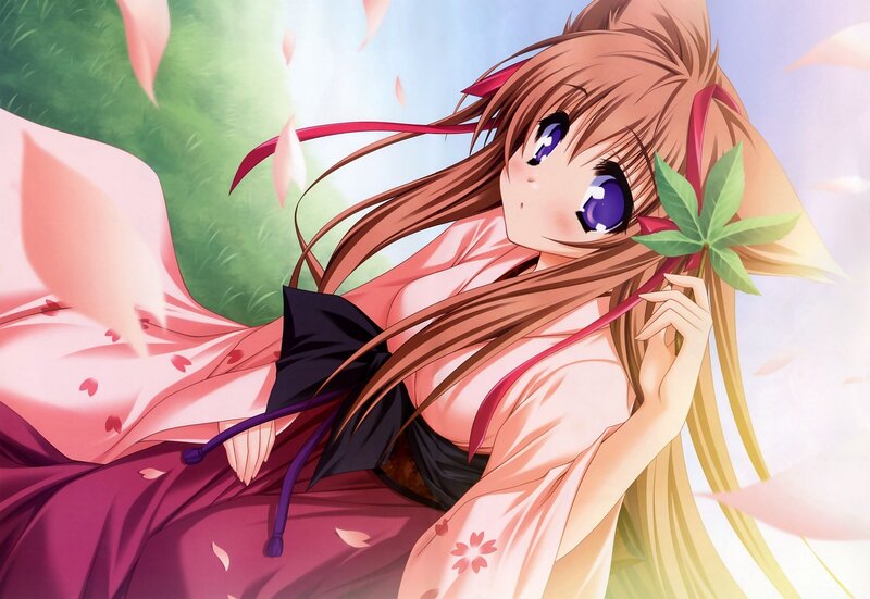 anime girl with cherry blossoms