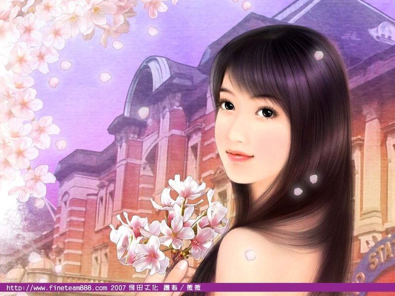 Anime girl with cherry blossoms