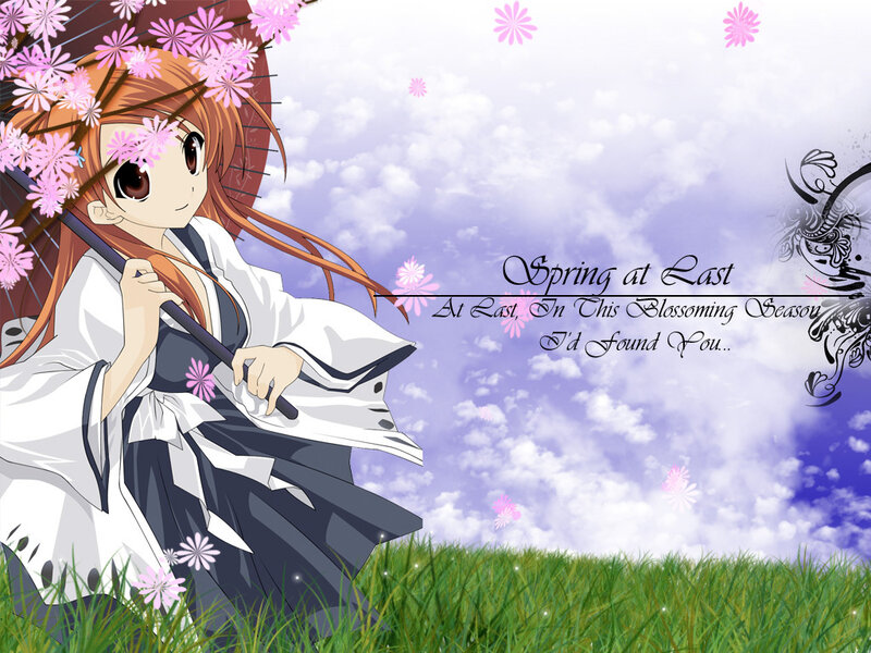Anime girl with cherry blossoms