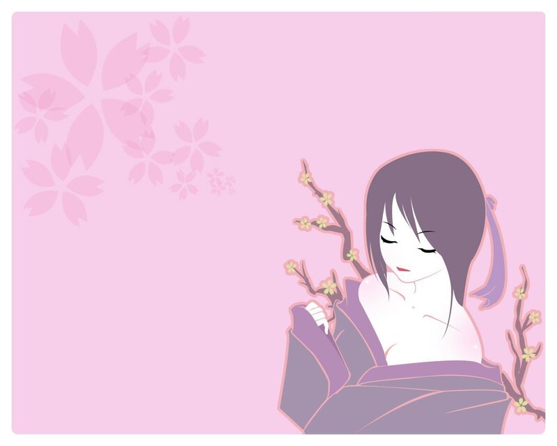 anime girl with cherry blossoms