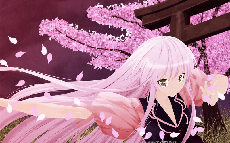anime girl with cherry blossoms