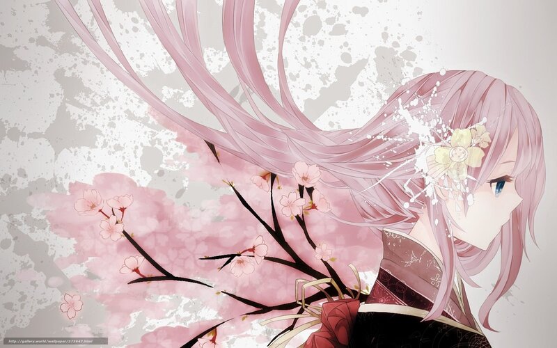 anime girl with cherry blossoms