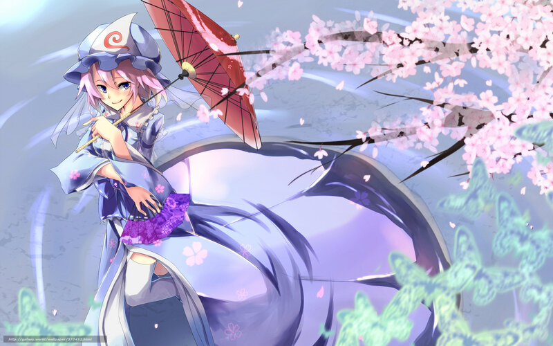 Anime girl with cherry blossoms