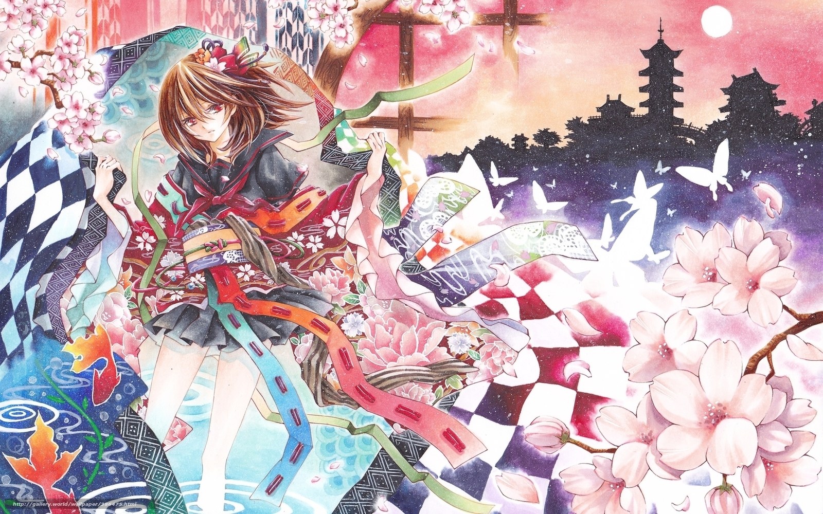 Anime girl with cherry blossoms