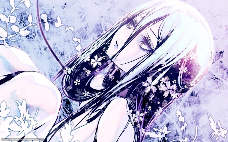 anime girl with cherry blossoms