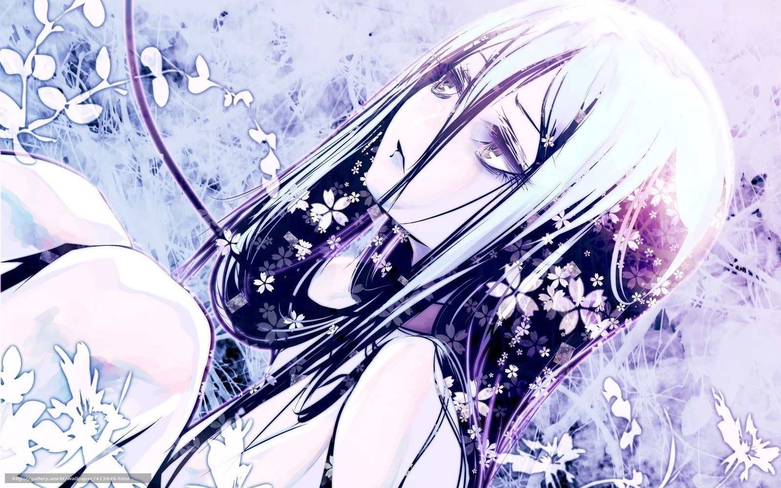 anime girl with cherry blossoms