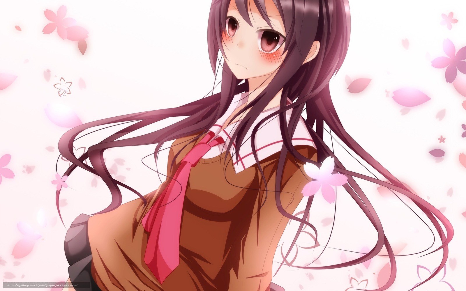 anime girl with cherry blossoms