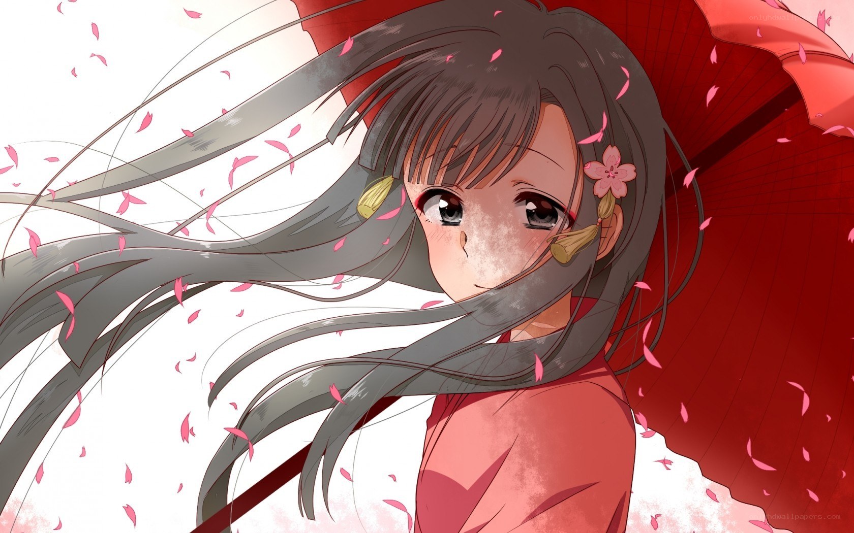 anime girl with cherry blossoms