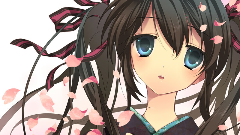anime girl with cherry blossoms