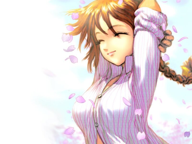 anime girl with cherry blossoms