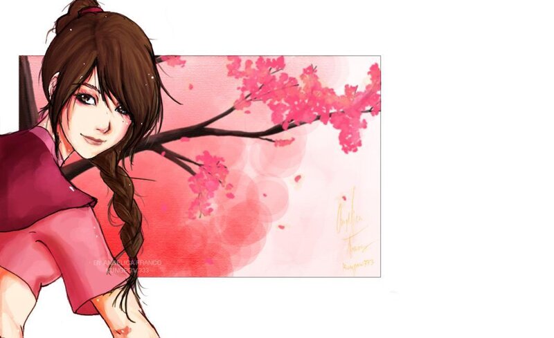 anime girl with cherry blossoms