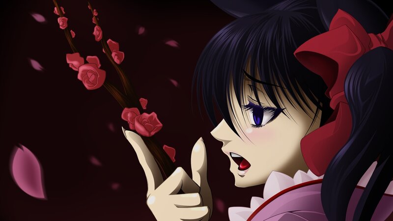 anime girl with cherry blossoms