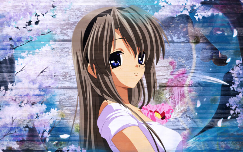 anime girl with cherry blossoms
