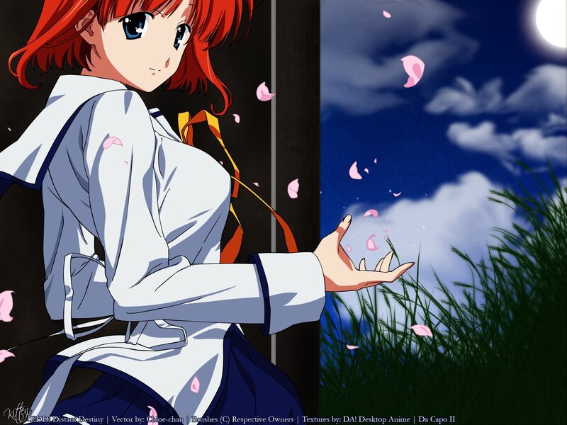 anime girl with cherry blossoms