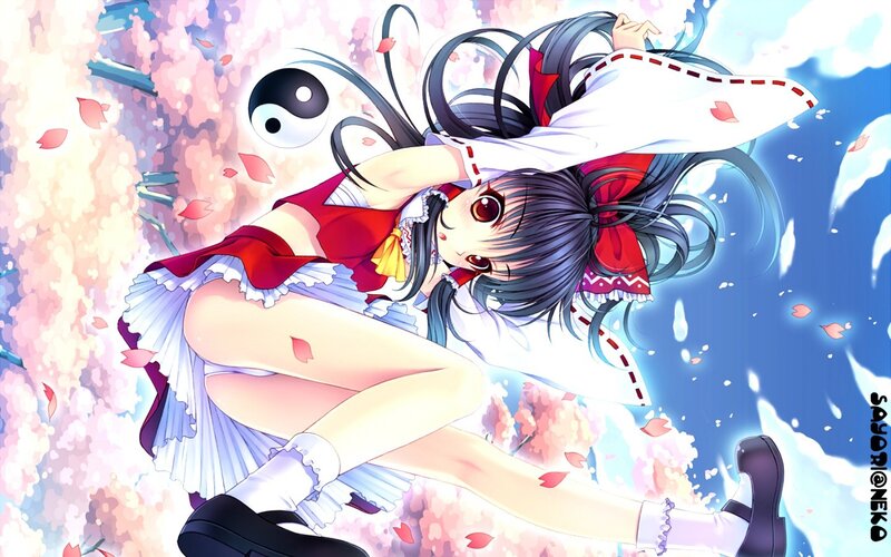 anime girl with cherry blossoms