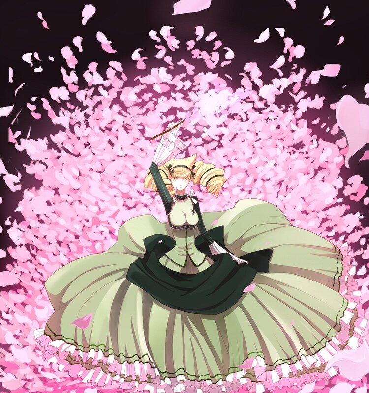 anime girl with cherry blossoms