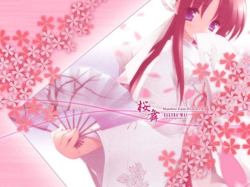 Anime girl with cherry blossoms