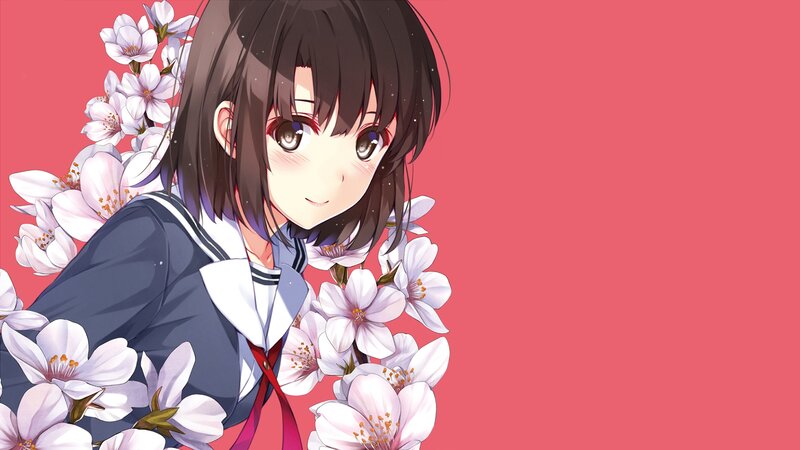 Anime Girl with Cherry Blossoms — Pink, Calm