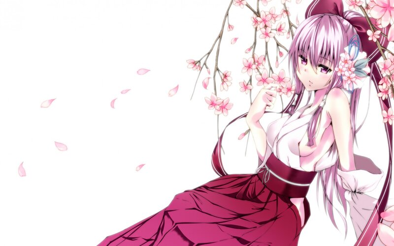 Anime Girl with Cherry Blossoms — Pink, Serene, Spring, Cherry Blossoms, Petals
