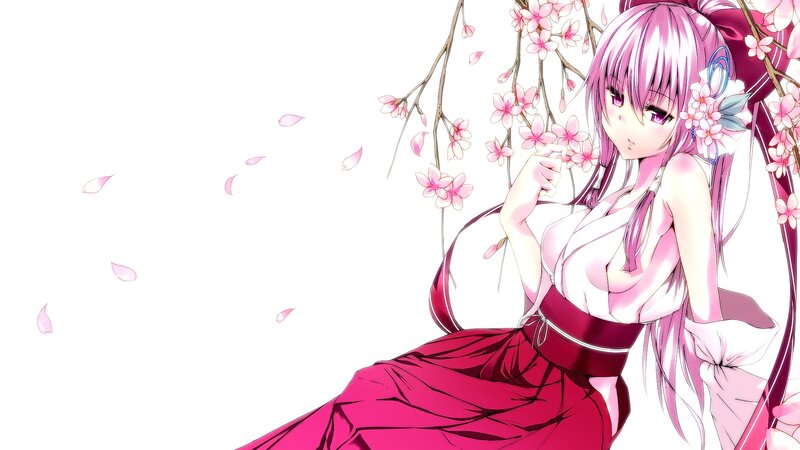 Anime Girl with Cherry Blossoms — Pink, Serene, Spring, Cherry Blossoms, Sakura