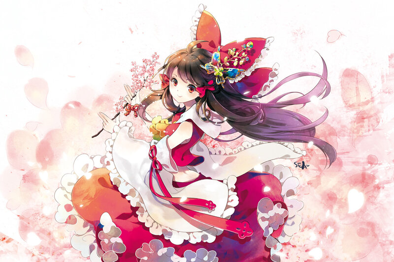 Anime Girl with Cherry Blossoms — Pink, Serene, Spring, Digital Art, Cherry Blossoms, Sakura