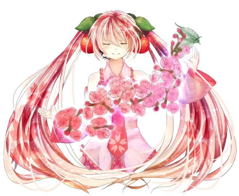 Anime Girl with Cherry Blossoms — Pink, Serene, Spring