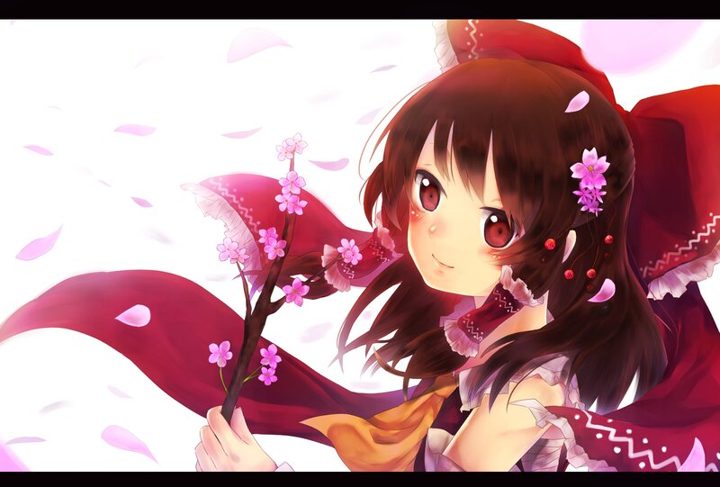 Anime Girl with Cherry Blossoms — Red, Serene