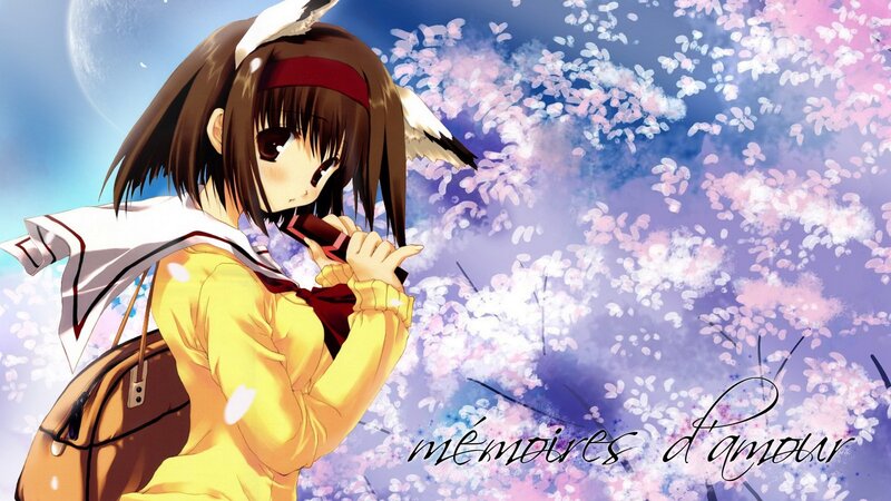 Anime Girl with Cherry Blossoms — Yellow