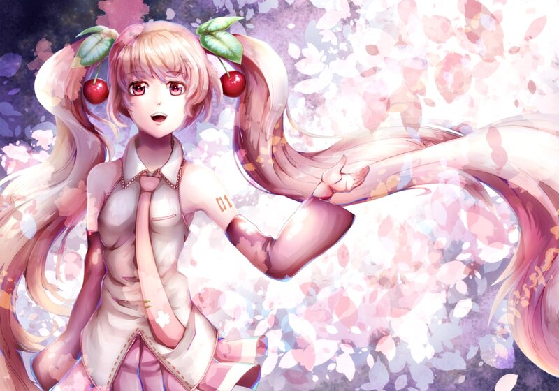 Anime Girl with Cherry Hair — Pink, Playful, Spring