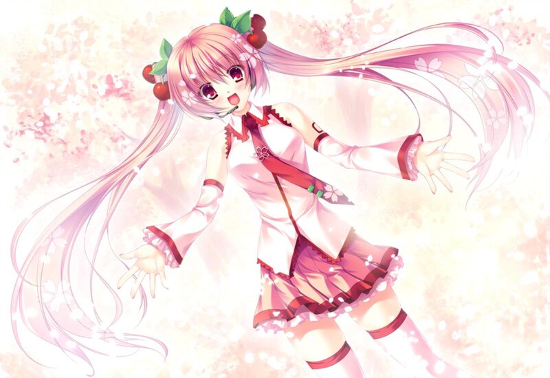 Anime Girl with Cherry Hair — Pink