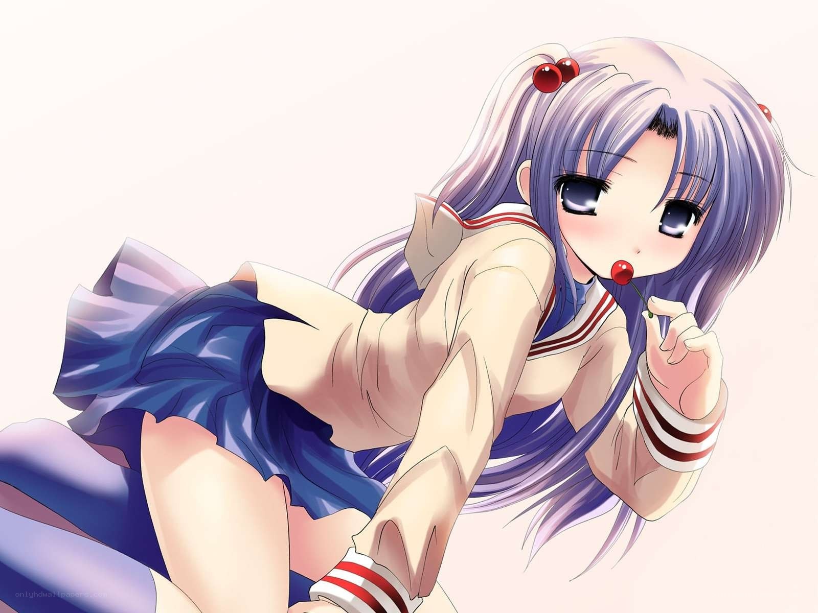 anime girl with cherry lollipop