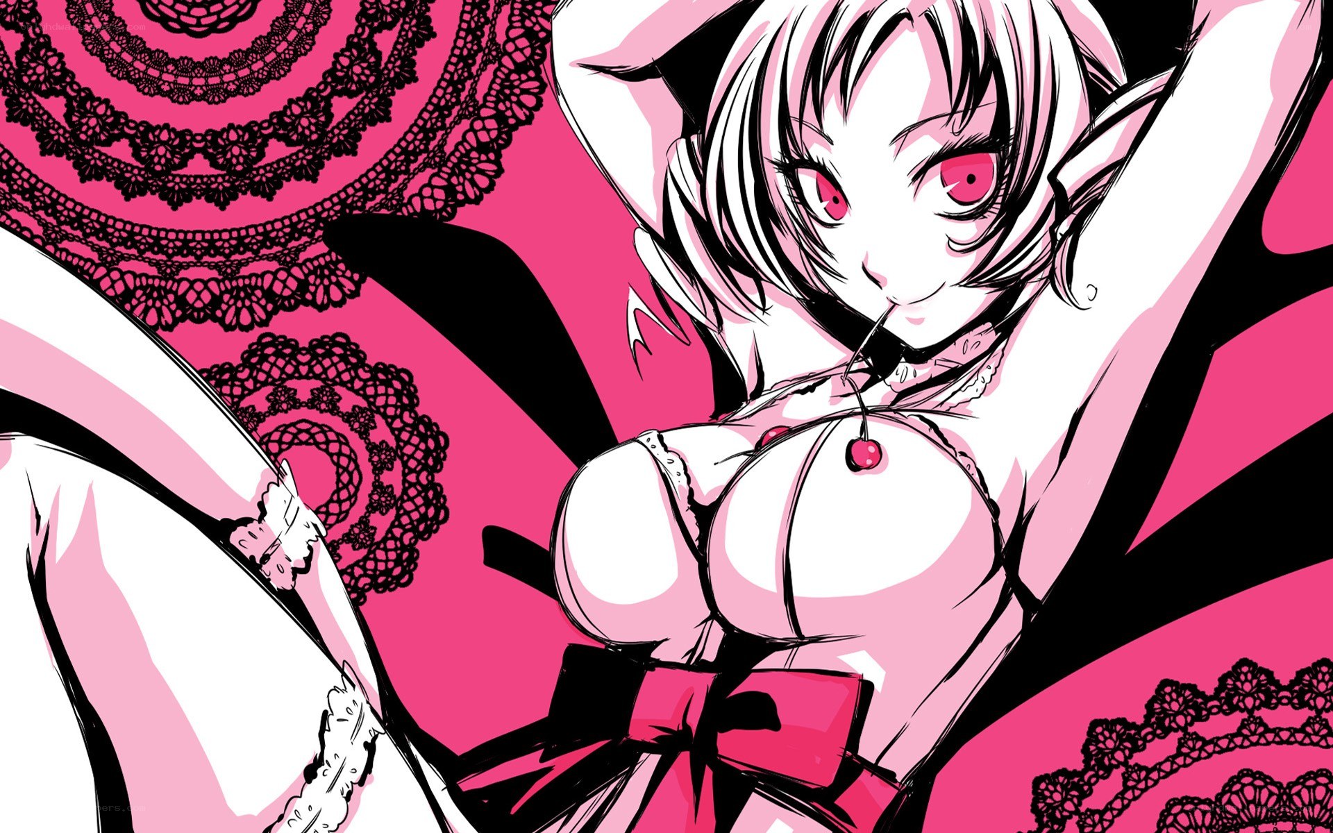 anime girl with cherry necklace