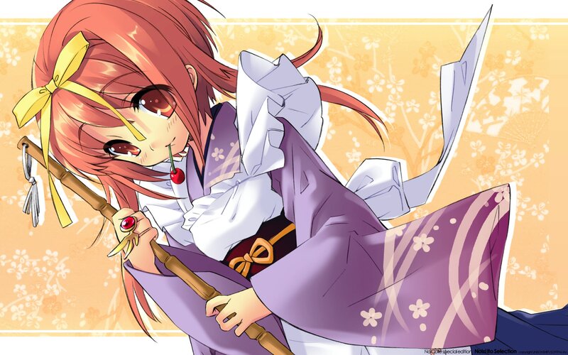 Anime Girl with Cherry — Purple, Playful