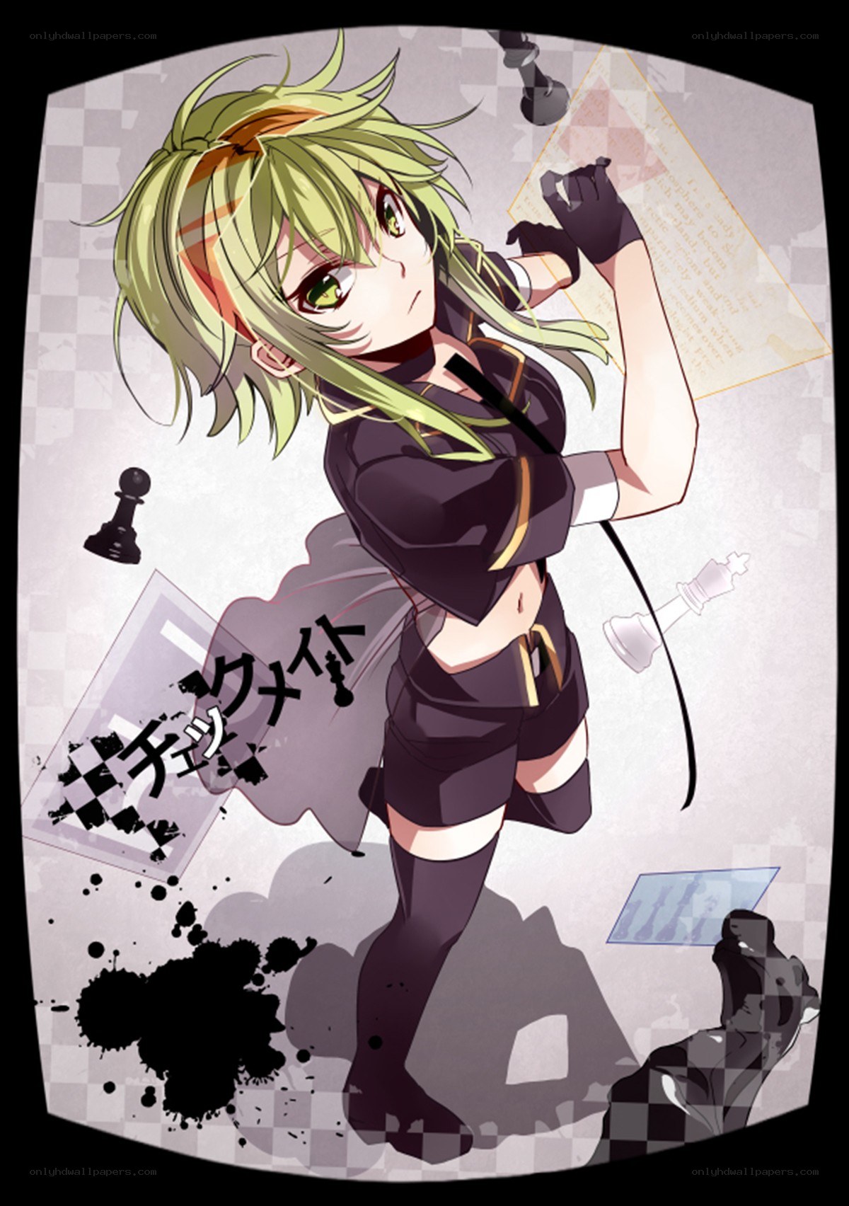 anime girl with chess theme